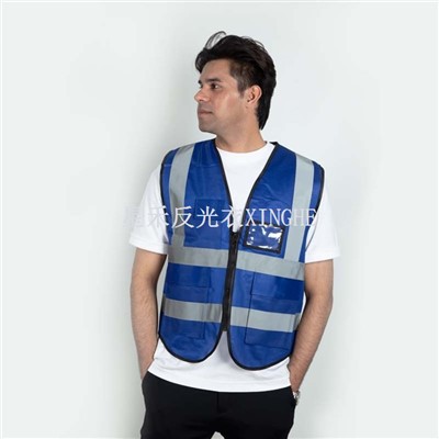 Blauw veiligheidsvest met zakken